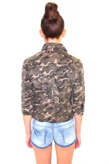Designer Damen Jacke Mantel im Camouflage Look S L