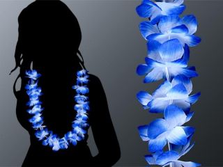 Hawaiiketten Ketten Blumenketten blau zu weiß 06 12 Stk