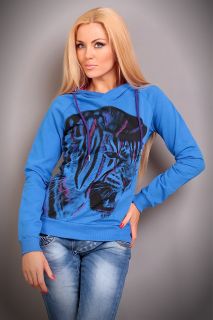 Sublevel Pullover Tiger Sweatshirt Sweater mit Kapuze