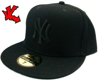NEW NY New York Black On Black Baseball Cap 8
