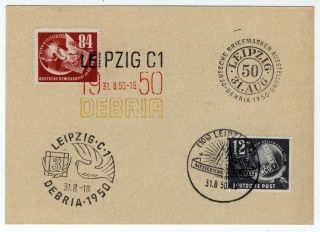 DDR Erinnerungskarte/Brief mit Mi.245, 260 3xSST.DEBRIA 31.8.50