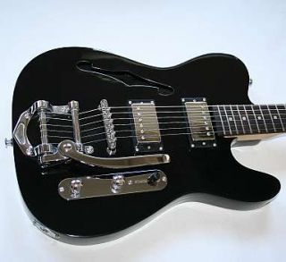 Santander E Gitarre Tely Thinline Black Beauty Bigsby Style Vibrato B