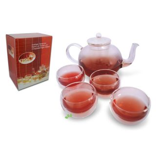 Glas Teeservice 260 doppelwandige Gläser Teekanne Teetasse Teesieb