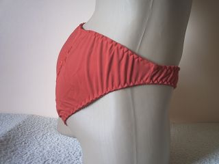 Mens Silky Red Nylon Frilly Lace High Cut Bikini Style Crotchless