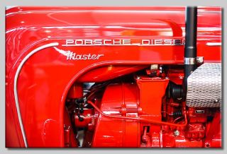 Leinwand Bild Porsche Diesel Traktor Master Rot Oldtimer Motor