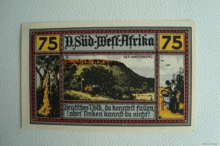 Notgeld DEUTSCHE KOLONIEN 75 Pfg D.Süd West Afrika 1922 Germany kfr