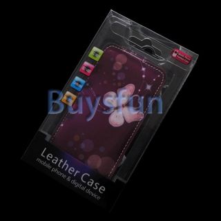 Butterfly Purple Flip Vertical Leather Cover Case For Samsung Galaxy