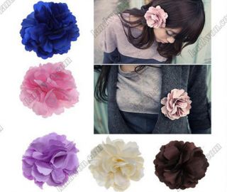 AG4935 10pcs Lady 2 In 1 Satin Peony Flower Hair Brooch Clips