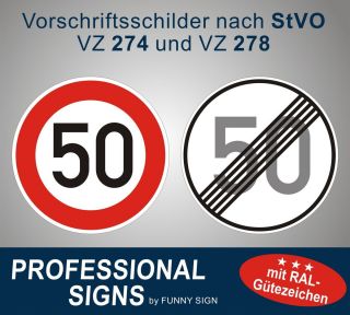 / Ende nach StVO geprüft VZ 274 und 278