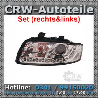 Set Xenon Scheinwerfer Audi A4 B6 8E 00 04 klarglas chrom LED Dragon