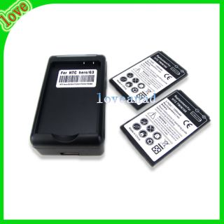 2x 1350mAh battery + Charger for HTC Hero G3 TWIN160 T3333,T5353/T5388