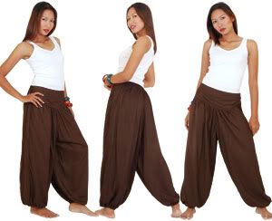 brown harem genie yoga pants aladdin hippie baggy jumpsuit belly dance