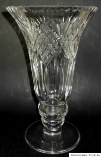 große Art Déco Trichter Vase Bleikristall Kristall geschliffen H26cm
