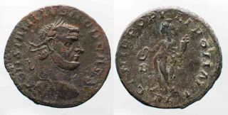 Roman Imperial CONSTANTIUS I 294 295 AE Follis 26mm Ticinum (?) VF