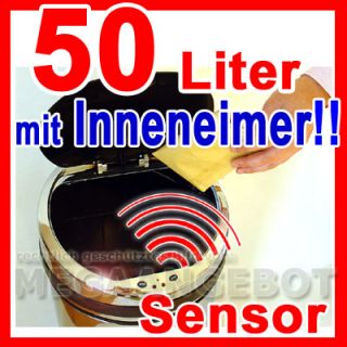 50 L EDELSTAHL MÜLLEIMER mit INNENEIMER SENSOR AUTOMATIK