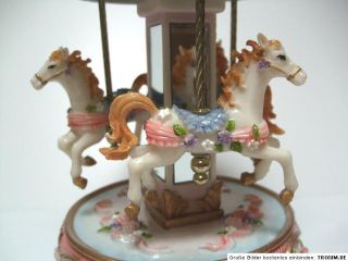 Große Nostalgie Spieluhr Karussell Spieldose Pferde Kinderkarussell