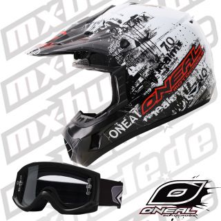 Oneal 312 MX Helm 2012 Motocross Enduro Quad TOXIC schwarz weiss Smith