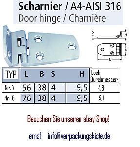 Edelstahl Scharnier A4 AISI 316 Scharniere verschiedene Größen