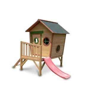 Kinderspielhaus Stelzenhaus aus Holz mit Rutsche: Garten