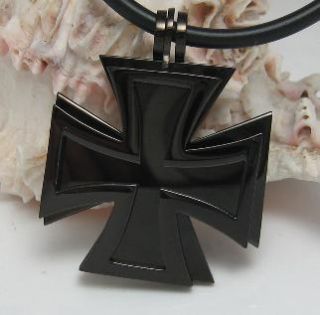 Kreuz Anhänger Edelstahl silber schwarz+Edelstahl Halsband 50cm