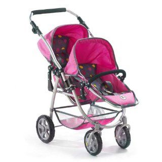 Bayer Chic 2000 Puppen Tandem Buggy Vario Design Funny Pink 