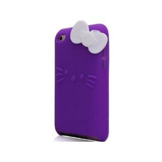 iPod Touch 4, 4G, Cutie Kitty Purple (Lila) Silikon Gel Protector Case