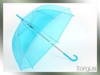 Kuppel Regenschirm Blau Transparent Schirm Umbrella Durchsichtig