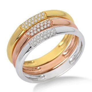 Miore Damen Ring 3 teilig 375 Tricolor mit Brillanten Gr. 52 MF9008RM