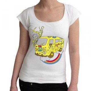 Raxxpurl Comic Boat Neck Damen T Shirt Peace Car Flowerpower Skull for