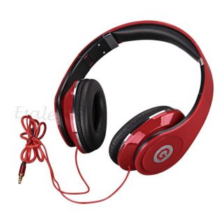 Headset Bügel Kopfhörer Ohrhörer 3.5mm Multimedia Rot f. DJ PC 