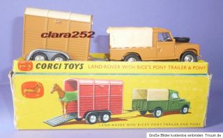 Corgi Gift Set 2 Land Rover mit Trailer + Pony, 60er, im OK