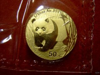 Sie erhalten eine 1/10 oz 50 Yuan Gold China Panda 2001 in