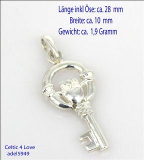 Anhänger Silber Keltisch Celtic Schlüssel Key Claddagh