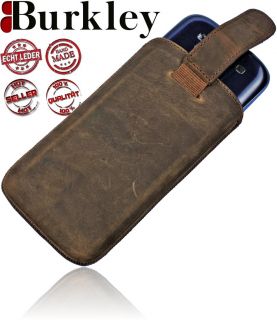 Burkley ANTIK GREY Leder Tasche für Samsung Galaxy S3 Mini Case Etui