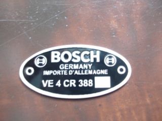 schild Bosch Typenschild für Porsche 356 VW VE 4 CR 388