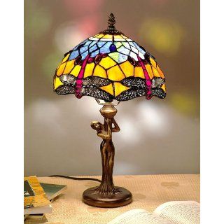 Tischlampe Lampe Tiffany Stil  Orange Dragonfly Girl 