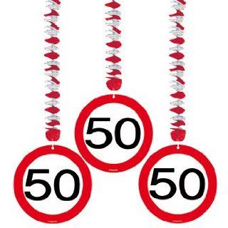 3er Set Rotorspirale 50. Geburtstag, Girlande, Verkehrsschild 