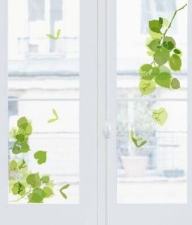 Fenstersticker Grüne Blätter Fensterbilder Blumen