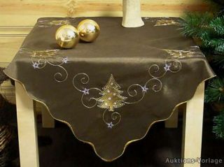 Hossner Tischdecke Mitteldecke Weihnachten Tischtuch Stickerei braun