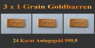 Grain Goldbarren 999,9 Feingold, 24 Karat Gold Barren