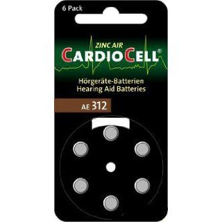 6x CardioCell AE312, ZL 312, Hörgeräte Batterie 