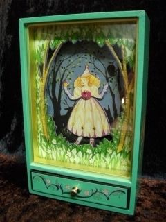 Spieluhr Poupee Fairy Fee im Wald 21 cm Holz Spieldose Musicbox Deko