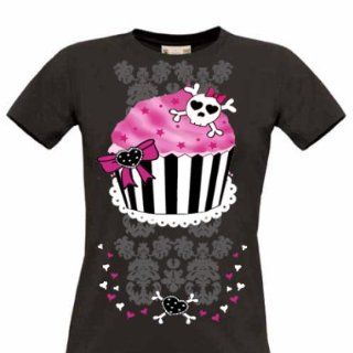 Cupcake Skull Totenkopf Girlie T Shirt in Schwarz