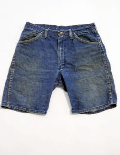 Vintage 60s MAVERICK BLUE BELL Denim EXPOSED Rivets JEAN Shorts 34 F