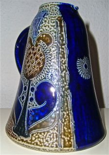farbiger Wim Mühlendyck Salzglasur Krug / Vase 432 A signiert