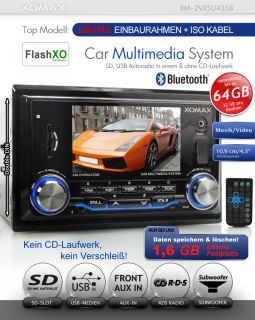 2DIN Autoradio Bluetooth  MPEG4 USB SD 11cm/4,3 TFT 1.6GB Interner
