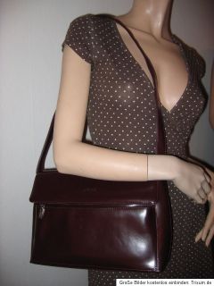Vintage Tasche Braun Leder Look Umhängetasche Bag Sac Schultertasche