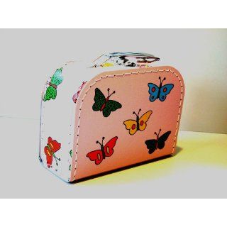 Kinderkoffer Schmetterling rosa Pappe klein Koffer Pappkoffer 2482