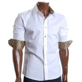 FLATSEVEN Herren Slim Fit Leopard Linded Hemden (SH406) (SH406