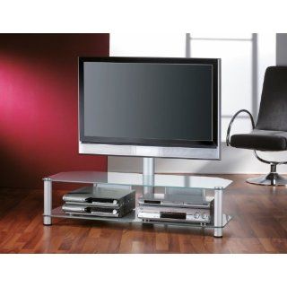 VCM Design TV Rack Castello mit Flatscreenhalterung, Mattglas / Alu
